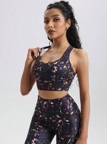 Reggiseno sportivo da donna con stampa Tintura a nodi e cutout sulla schiena per l'uso quotidiano e l'attività fisica