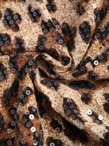 SHEIN Unity 时尚性感豹纹亮片撞色露背挂脖背心 - 彩色 - 查看 5