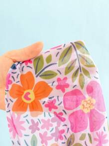 Tween Girl 度假植物印花镂空细肩带连体泳衣带罩衫裙套装，海滩装 - 彩色 - 查看 6