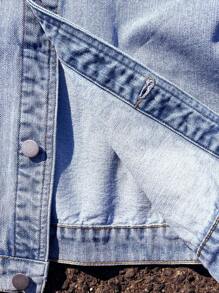 Manfinity Hypemode Chaqueta vaquera casual de mezclilla azul claro lavada para hombres