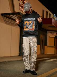 PAVTROS Manfinity Streetrush Men's Camouflage Print Cargo Straight Leg Pants Cargo Pants Camo Camo Cargo Pants Men - Multicolor - View 3