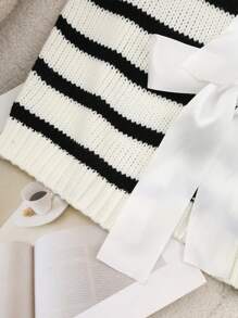 Elamini Casual Striped Bowknot Knitted Vest
