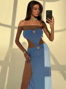 Aloruh Váy dài đi biển cho nữ, khoét sâu gợi cảm, màu xanh, cho ngày lễ, váy lưới, trang phục mùa hè cho phụ nữ, phong cách Boho Bohemian, trang phục Lbiza vừa vặn, trang phục đi biển cho phụ nữ đi biển - Màu xanh lam - Xem 7