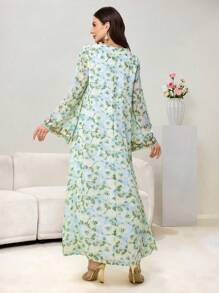 Al Najma Abito floreale ampio e modesto da donna con colletto floreale personalizzato e fantasia floreale ditsy