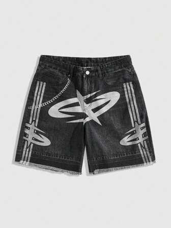 Street Life Herren Alltags Lässig gestreifte Jeans Shorts