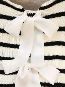 Elamini Casual Striped Bowknot Knitted Vest