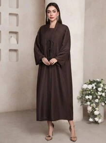 Al Najma Women Long Solid Color Dress And Jacket Arabic Style Set - Multicolor - View 8