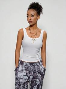 SHEIN EZwear Camisetas sin mangas básicas de uso diario, de primavera/verano, para salir y casuales, de mujer