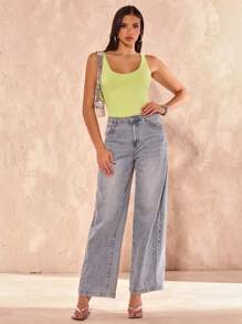 SHEIN BAE 女式简约百搭百搭双层莫代尔修身吊带紧身衣，春夏