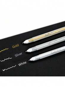 (1 支/5 支/10 支) 白色/金色/银色荧光笔，适合学生用于艺术绘画、素描光泽、手册黑色纸板笔返校 - 彩色 - 查看 1