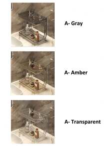 SHEIN 1 件高档浴室梳妆台化妆品香水收纳架梳妆台双层储物架家用护肤品收纳盒简约透明收纳盒 - 彩色 - 查看 7