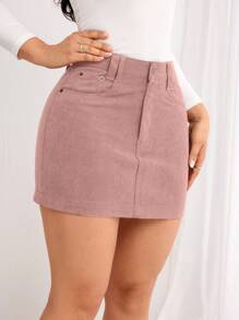 Women's Solid Color Minimalist A-Line Skirt, Suitable For Summer - Pink - View 6