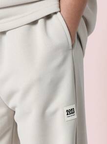 SUMWON Oversized Comfort Set Drawstring Wear Sports Training Casual Fall Winter Spring Matching Streetwear Two-Piece Outfit Athleisure Collection Vacation - Khaki - View 6