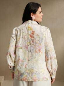 Anewsta Ladies' Large Elegant And Fashionable Embroidered Bubble Sleeve Women's Shirt, Autumn Spring Outfits