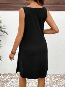 SHEIN Maternity 3pcs Heart Pattern Round Neck Casual Sleeveless Dress
