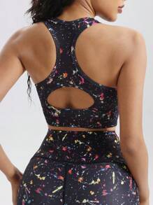 Reggiseno sportivo da donna con stampa Tintura a nodi e cutout sulla schiena per l'uso quotidiano e l'attività fisica