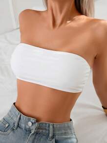 Swim Basics Women Bandeau Bikini Top With Backless Design, Sexy Swimwear, For Summer Vacation - White - View 4