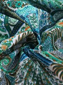 Breezaya 女士佩斯利印花露背系带流苏 A 字形连衣裙，适合春夏季假期 - 彩色 - 查看 7