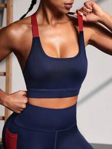 POWERISTA Powerista Women's Daily Fitness Yoga Bra With Color Block Hollow Back Design