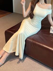 DAZY Ensemble femme 2 pièces top sirène épaules dénudées ajusté et jupe, tenue de soirée formelle pour mariage, fête, été, robe de bal