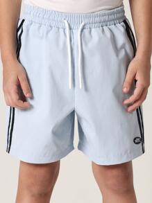 SUMWON 青少年运动短袖棒球服校队夏季套装休闲运动训练队纽约制服短裤服装春季系列 - 淺藍色 - 查看 5