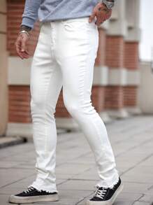 Manfinity Homme Men's Vintage Medium Blue Washed Straight-Leg Casual Jeans - Medium Wash - View 6