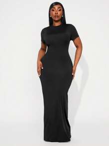SHEIN SXY Plus Size Spring/Summer Elegant Solid Color Slim Fit Dress,Ibiza,Nashville,Rave,Modest,Chic,