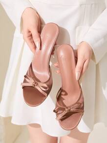 CUCCOO CHICEST Sandalias de tacón alto con punta redonda y malla marrón para mujer - Marrón Chocolate - Ver 6