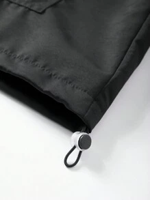 Manfinity Homme Men's Casual Solid Color Drawstring Hooded Pullover Jacket