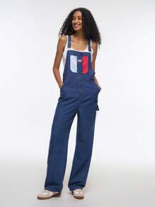 Easelle Women's Casual Contrast Color Pocket Overall Jumpsuits - Blue - View 1
