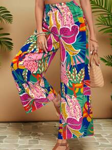 Travachic 大码裤子，简约时尚印花，休闲日常穿着 - 寶藍色 - 查看 3