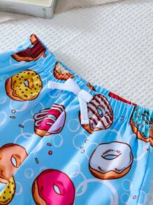 1 pieza Short de playa con estampado aleatorio de donut para niño pequeño - Multicolor - Ver 8