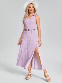 SHEIN LUNE Vestido ajustado con escote en V y estampado floral con aberturas laterales para mujer