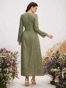 Al Najma 女士优雅阿拉伯风格连衣裙，侧腰流苏系带设计