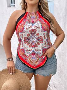 SHEIN VCAY Plus Size Boho Western Retro Print Spaghetti Strap Fringe Hem Sleeveless Cowgirl Outfit, Hippie Festival Summer Tops, Tube Tops, Going Out Tops, Off The Shoulder Tops, Graphic Tees, Rave Outfits Festival, Country Concert Outfit, Ibiza Fits, Beach Outfits For Women