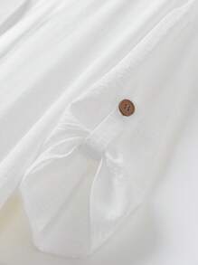 Rusticease Women's Vacation Casual Plain Rolled Sleeve Regular Jacket In Fall/Winter - White - View 4