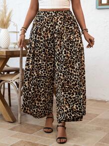 SHEIN Clasi 女士度假豹纹灯笼裤 - 咖啡棕 - 查看 1