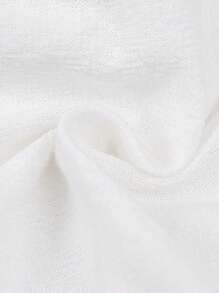 SHEIN Tween Girls Loose Elegant Embroidered Patchwork Ribbon Trim Stand Collar Dress - White - View 9