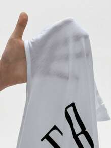 SHEIN LUNE Camiseta con estampado de letra de manga murciélago - Blanco - Ver 6