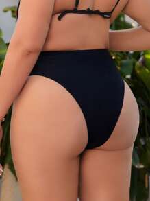 Swim Vcay Quần bơi liền thân cạp thấp xếp ly chữ V cỡ lớn cho nữ, đi biển mùa hè - màu đen - Xem 2