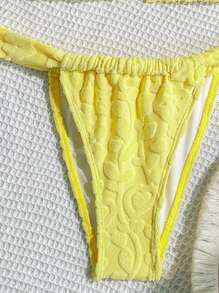SHEIN Swim 2 pièces Maillot de bain bikini sexy avec perles en tissu spécial et bretelles dos nu. Décontracté et confortable pour les vacances à la plage, pour les vacances d'été.