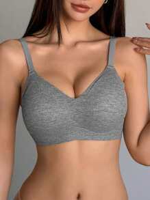 DAZY 无缝无钢圈轻薄女士文胸 - 灰色 - 查看 1