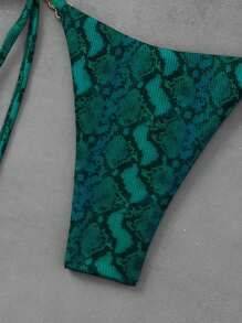 Swim Vcay 2 件套 Springbreak 2025 花卉印花露背三角上衣和侧系带下装比基尼套装，夏日海滩