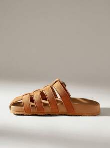 Solecia Women Fashion Brown Open Toe Lace Up Flat Comfortable Sandals, Suitable For Spring/Summer Vacation - Brown - View 3