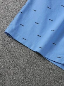 Manfinity RSRT Pantalones cortos holgados con cordón en la cintura y bolsillos, estampado de letras, para hombre. Pantalones cortos de verano para hombres, ropa de verano para hombres, pantalones cortos de hombre, pantalones cortos de playa para hombre