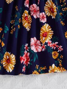 SHEIN Leap Crew SLAYR KIDS Young Girls' Casual Fashion Knitted Printed Round Neck Short Sleeve Mini Dress - Multicolor - View 4