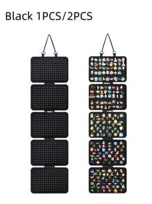 1pc/2pcs Hanging Pegboard Lapel Pin Storage , Enamel Lapel Pin Display Panels Hanging Organizer , Foldable Lapel Pin Hanging Storage,Brooch Pin Enamel Pin Display Pages, Badge Collection Display Holder Holds At Least 120 Pins,Valentine Day,Home Decor - Black - View 1