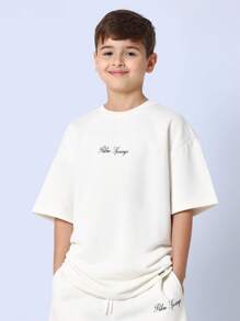 SUMWON Summer Set Palm Springs Beach Casual Two-Piece Athletic Holiday Travel Resort Matching Tween Crew Neck Shirt Shorts Set Vacation Sport Set - White - View 3