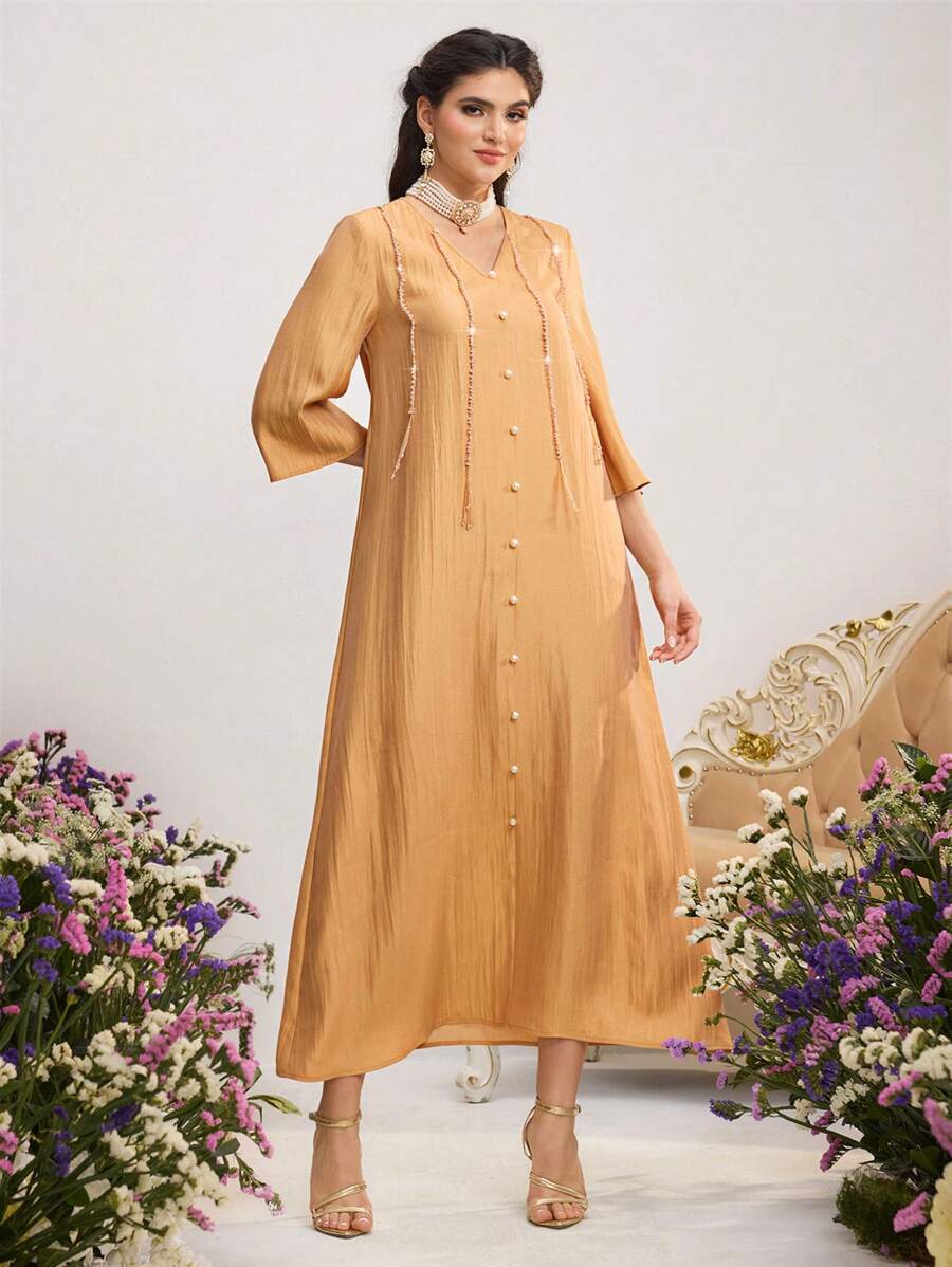 Al Najma 女士土耳其和阿拉伯传统长袍 - 駝色 - 查看 1