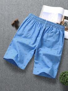 Manfinity RSRT Pantalones cortos holgados con cordón en la cintura y bolsillos, estampado de letras, para hombre. Pantalones cortos de verano para hombres, ropa de verano para hombres, pantalones cortos de hombre, pantalones cortos de playa para hombre